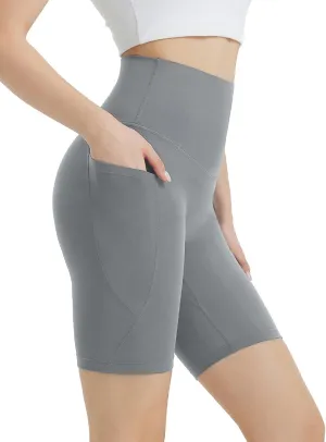 baleaf Women's 8" Biker Shorts Super High Waisted Tummy Control Yoga Workout Gym Short with Pockets