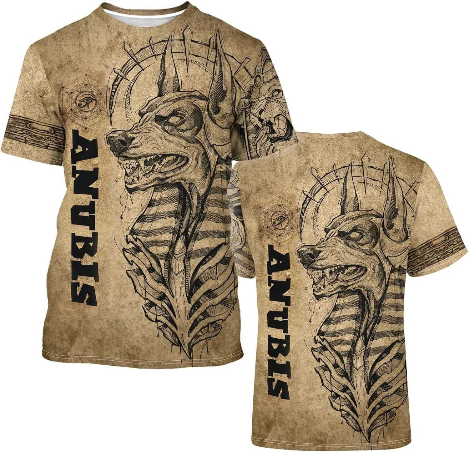 BJU Ancient Egypt Graphic T-Shirt Crewneck Tee 3D Printed Short Sleeve Loose Casual Top Unisex