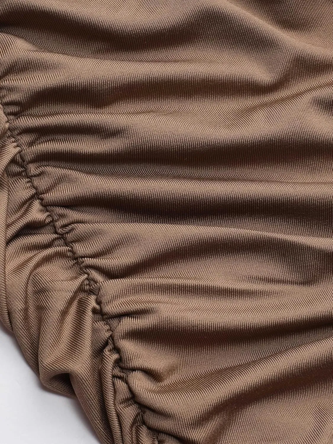CIDER High Waist Ruched Midi Skirt