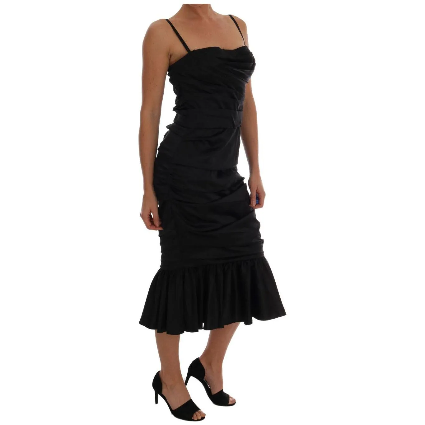 Dolce & Gabbana Elegant Silk Stretch Bustier Midi Dress