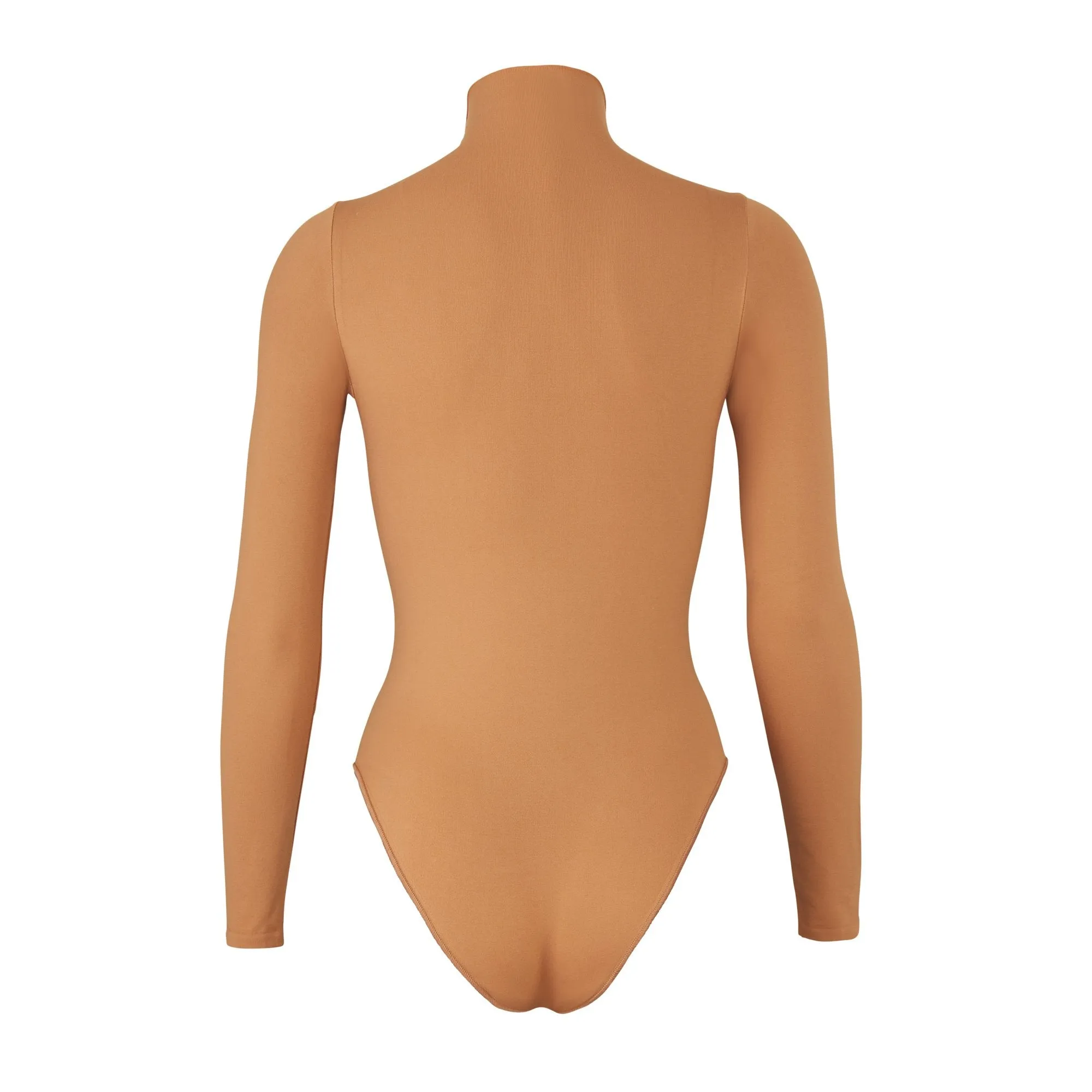 ESSENTIAL MOCK NECK LONG SLEEVE BODYSUIT | CAMEL