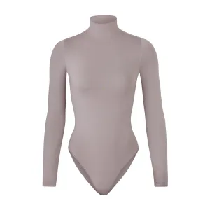 ESSENTIAL MOCK NECK LONG SLEEVE BODYSUIT | SMOKE