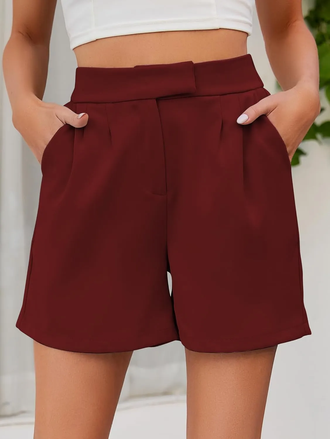 Famulily Womens Summer Cute Shorts Casual Side Pockets High Waist Shorts with Back Elastic Waist