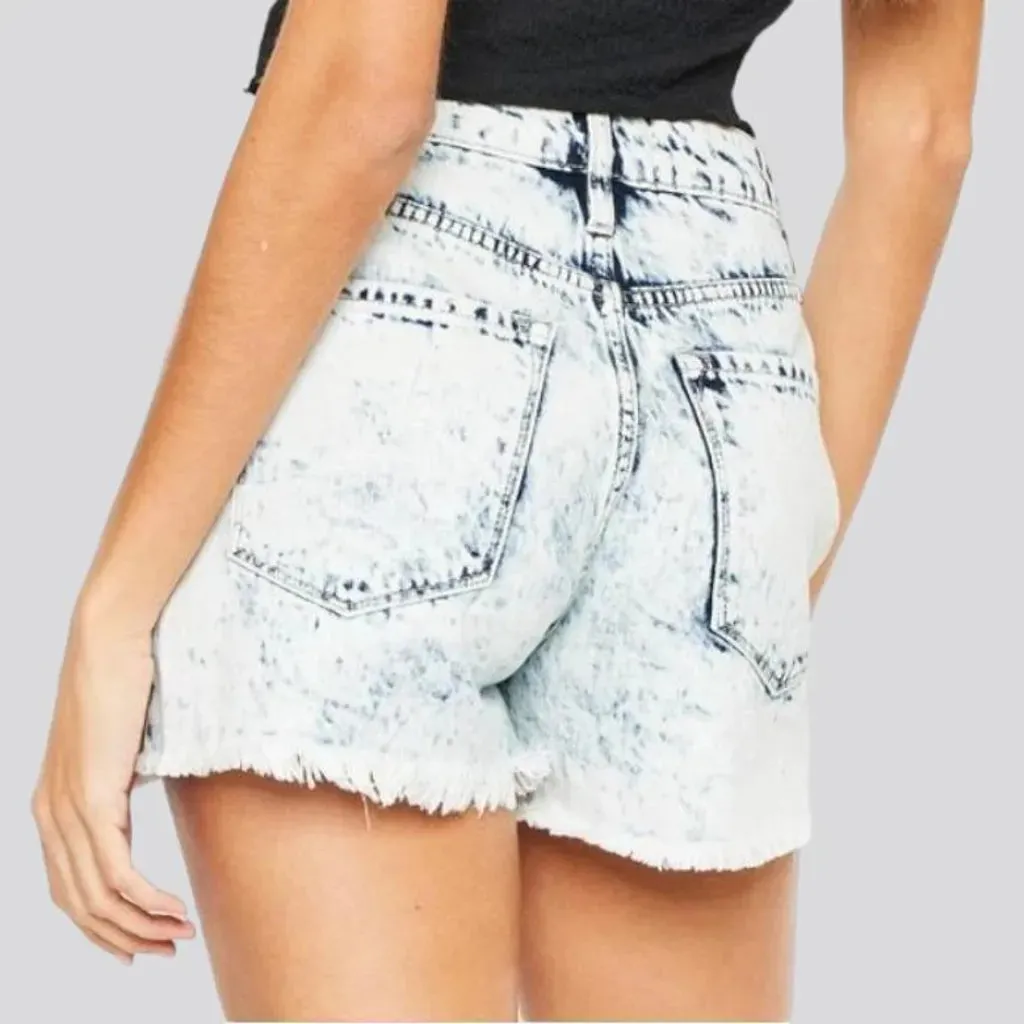 High-waist straight women's jeans shorts