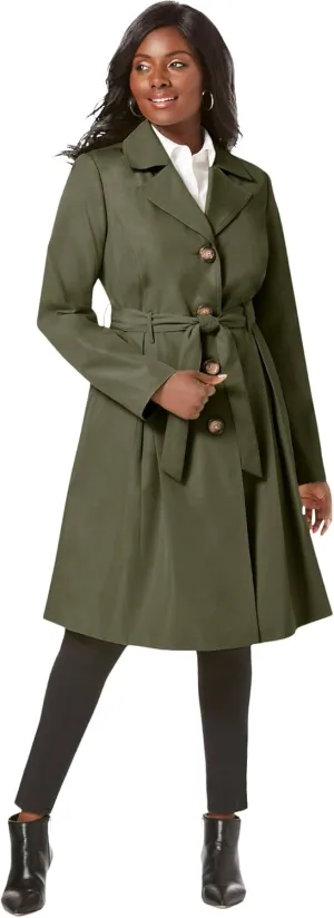 Jessica London Women's Plus Size Pleated Trench Coat