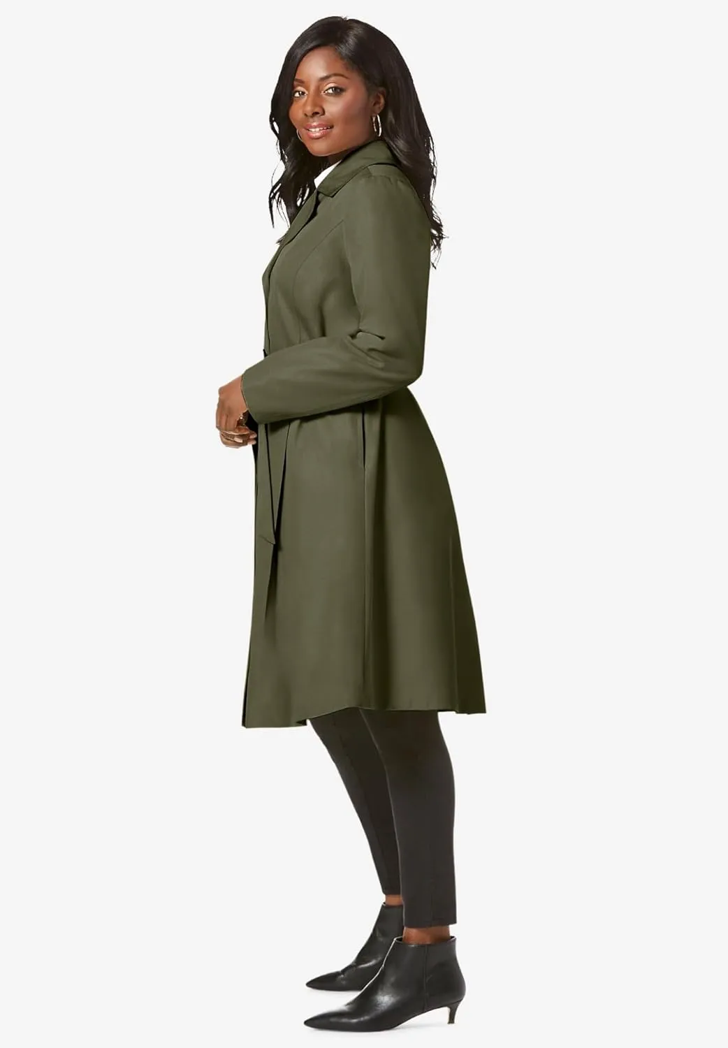 Jessica London Women's Plus Size Pleated Trench Coat
