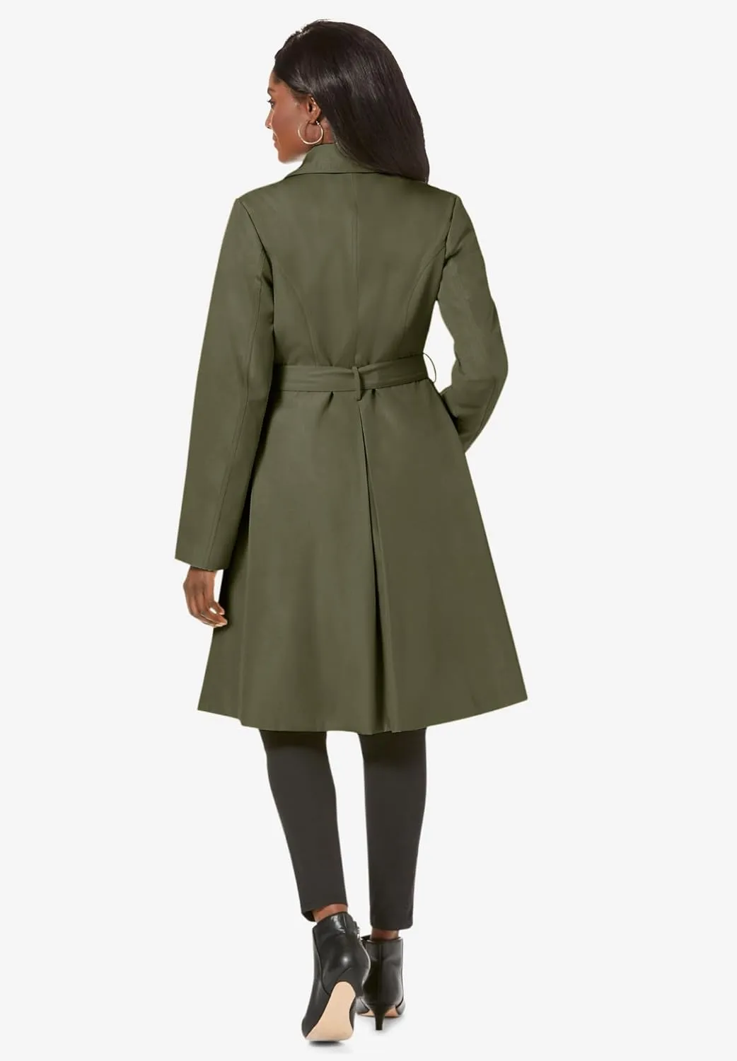Jessica London Women's Plus Size Pleated Trench Coat