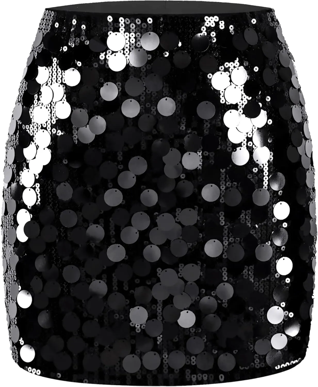 MANER Women's Sequin Skirt Sparkle Stretchy Bodycon Mini Skirts Night Out Party