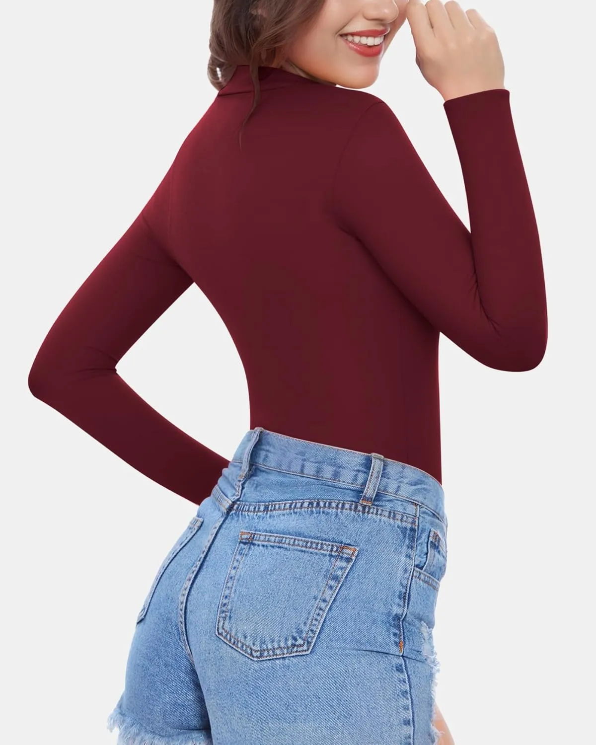 MANGOPOP Women's Mock Turtle Neck Fleece Lined Long Sleeve Thermal Underwear T Shirt Tops Tee