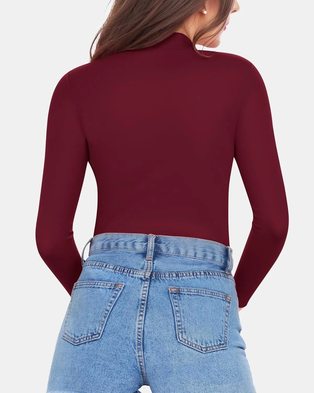 MANGOPOP Women's Mock Turtle Neck Fleece Lined Long Sleeve Thermal Underwear T Shirt Tops Tee