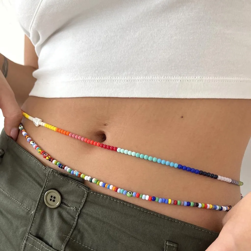 Multicolour Evil Eye Charm Balagan Glass Bead Belly Chain