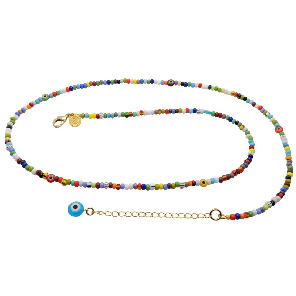 Multicolour Evil Eye Charm Balagan Glass Bead Belly Chain