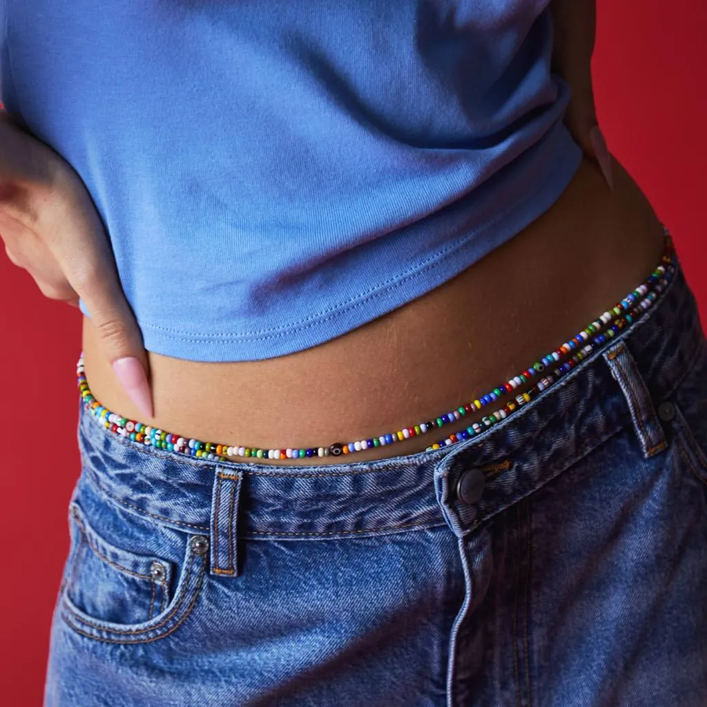 Multicolour Evil Eye Charm Balagan Glass Bead Belly Chain