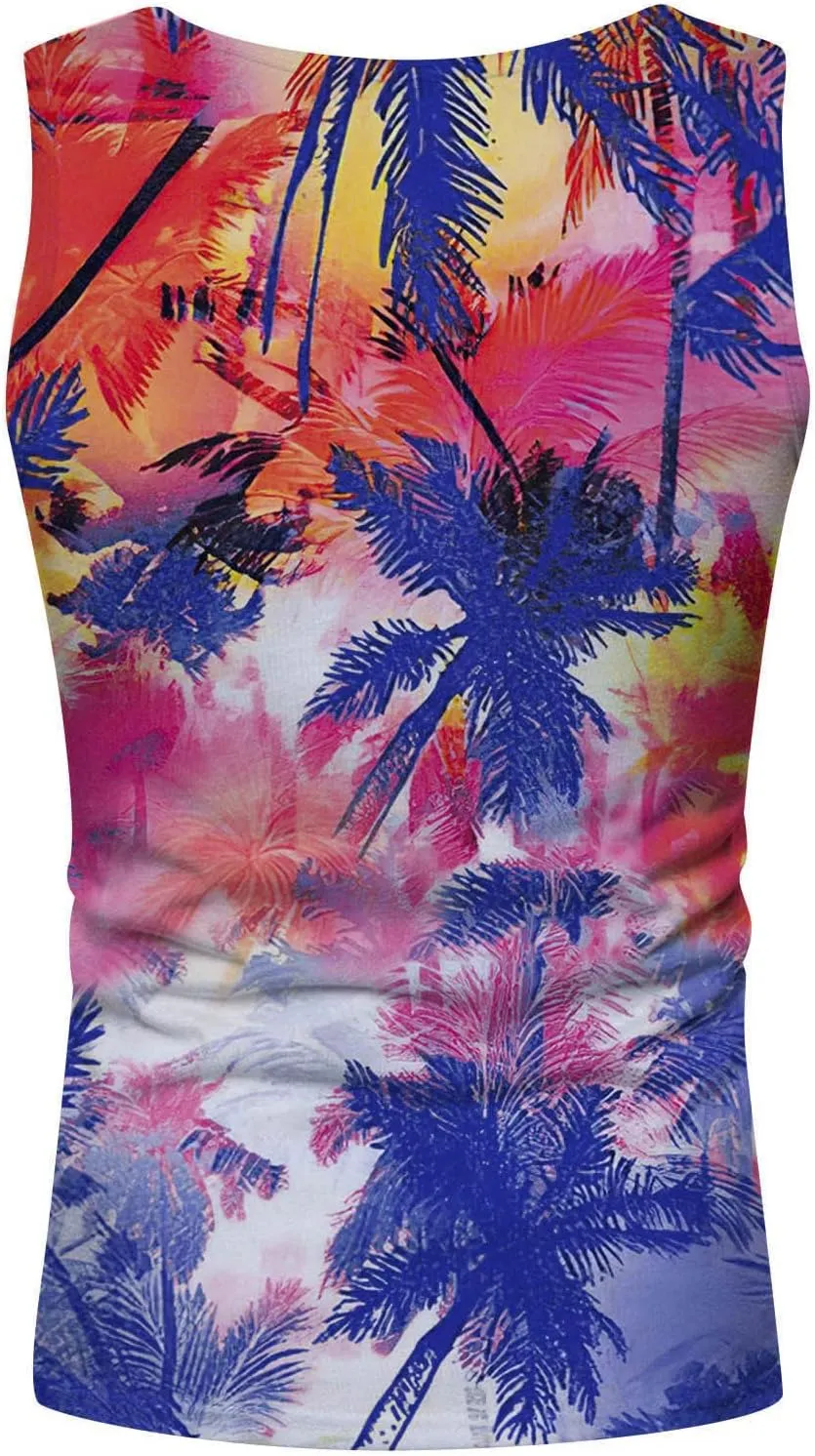 NaRHbrg Palm Tree Tanks Tops for Mens Cool Printed Graphic Sleeveless Tank Top Muscle Shirt for Workout Gym Jogging
