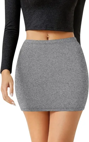 Sweet Hearts Womens Elastic Waist Mini Pencil Skirt - Cotton High Waist Above Knee Basic Bodycon Short Skirt Made in USA