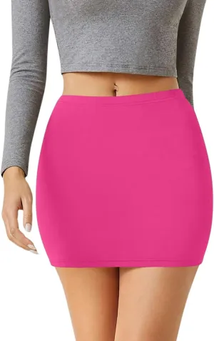 Sweet Hearts Womens Elastic Waist Mini Pencil Skirt - Cotton High Waist Above Knee Basic Bodycon Short Skirt Made in USA