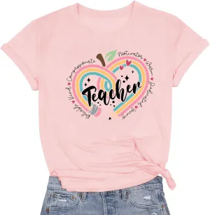 Teacher Shirts for Women Teacher Appreciation Tshirts Flower Graphic Tees for Women
