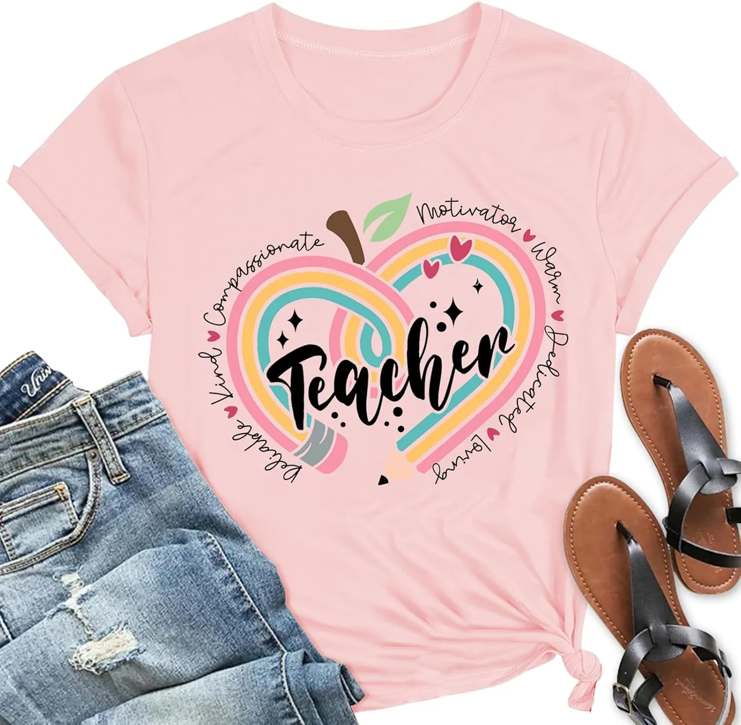 Teacher Shirts for Women Teacher Appreciation Tshirts Flower Graphic Tees for Women