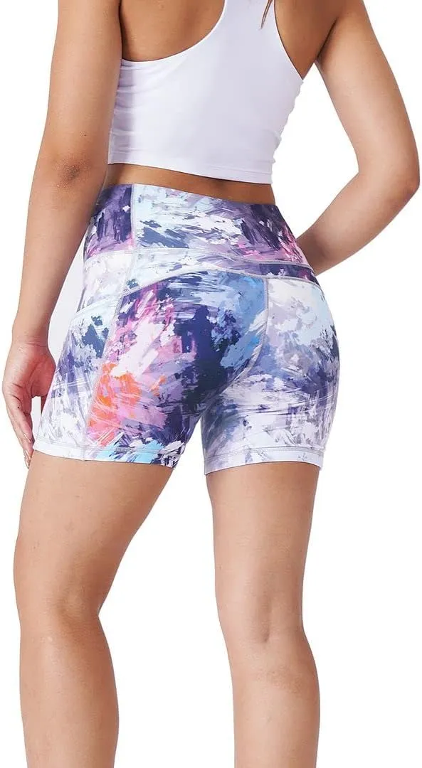 Tough Mode Women High Rise 5" Super Soft Athletic Shorts Pockets Bike Fitness Workout Running Yoga Tummy Control