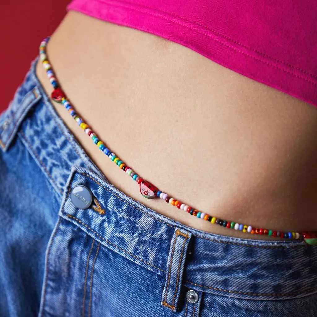 Watermelon Charm Balagan Multicolour Glass Bead Belly Chain