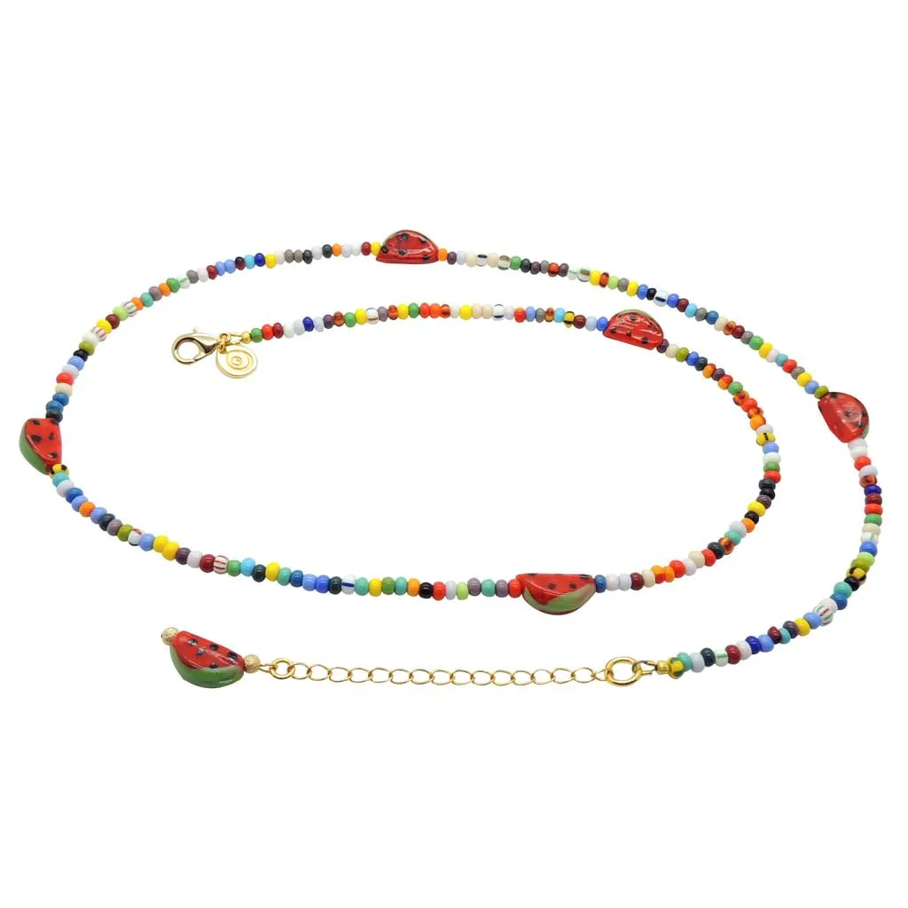Watermelon Charm Balagan Multicolour Glass Bead Belly Chain