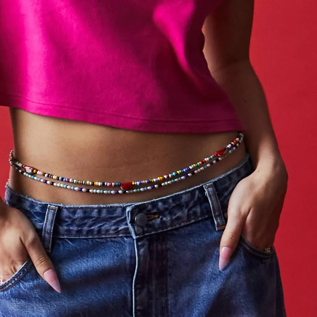 Watermelon Charm Balagan Multicolour Glass Bead Belly Chain