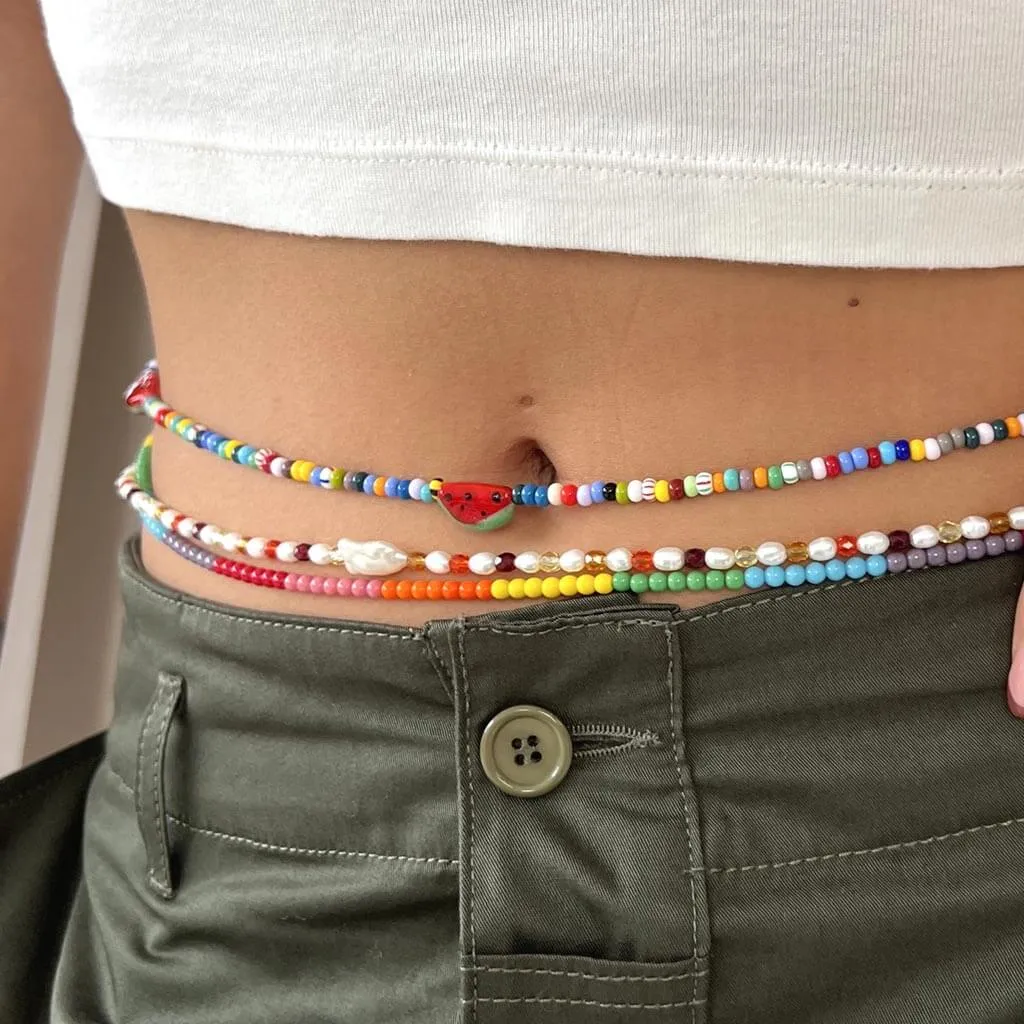 Watermelon Charm Balagan Multicolour Glass Bead Belly Chain