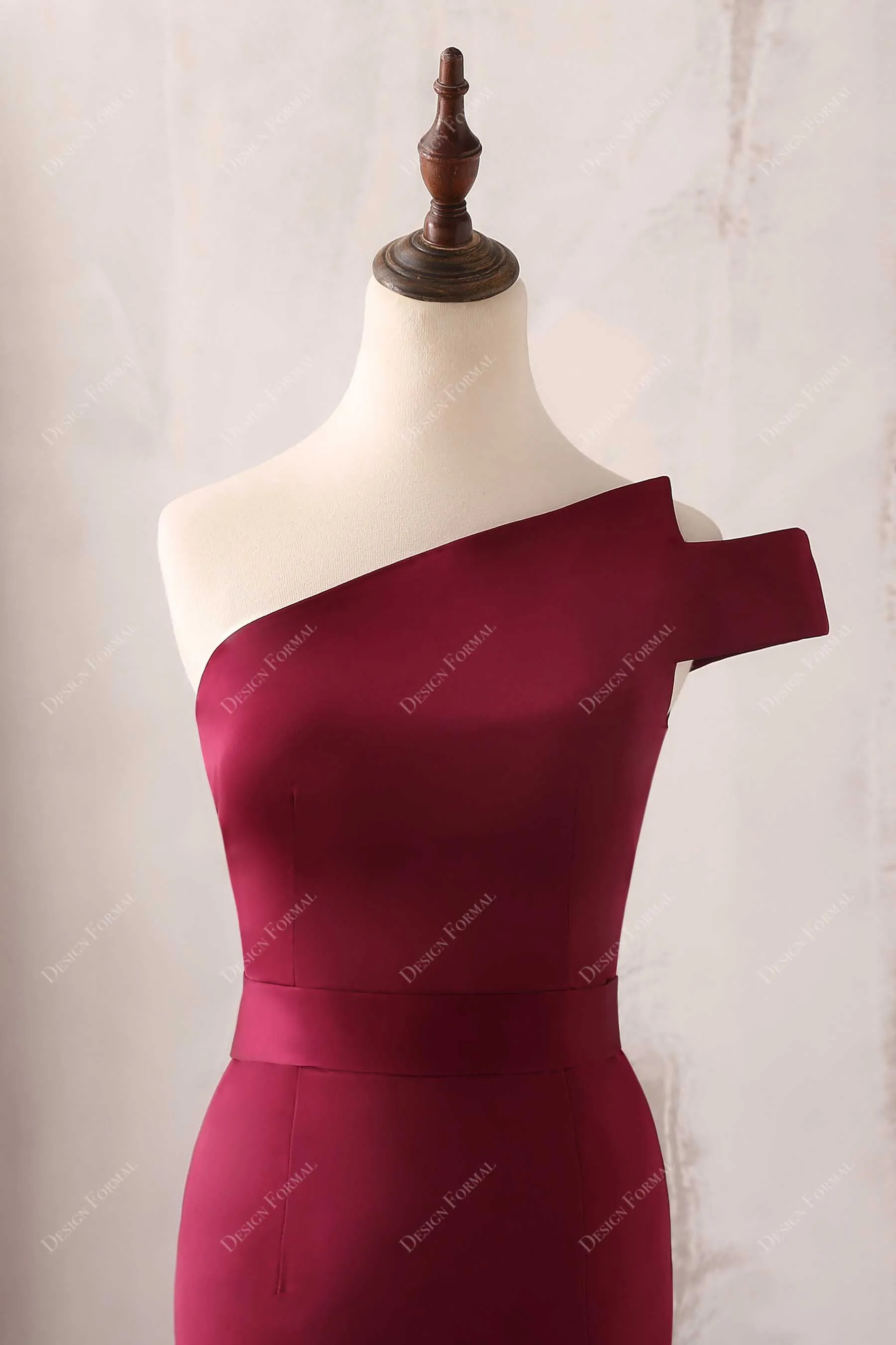 Wine One Shoulder Mermaid Elegant Long Simple Dress