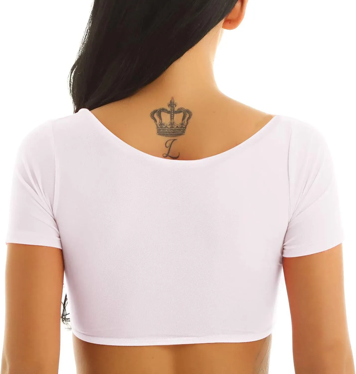 Women's Mesh Open Bust Short Sleeve Belly Dance Crop Top